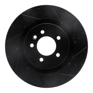 Land Rover Discovery Brake Rotor (1) - Front Right - R1 Concepts - Drilled & Slotted - Black - `06-`17